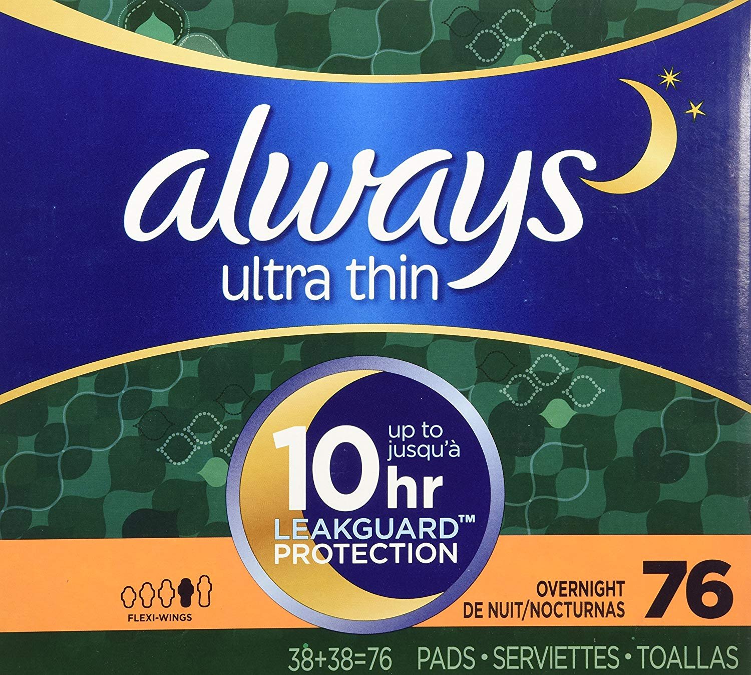 Always Ultra Thin Overnight Pads With Wings - 76 Ct. By Always (795186336912)