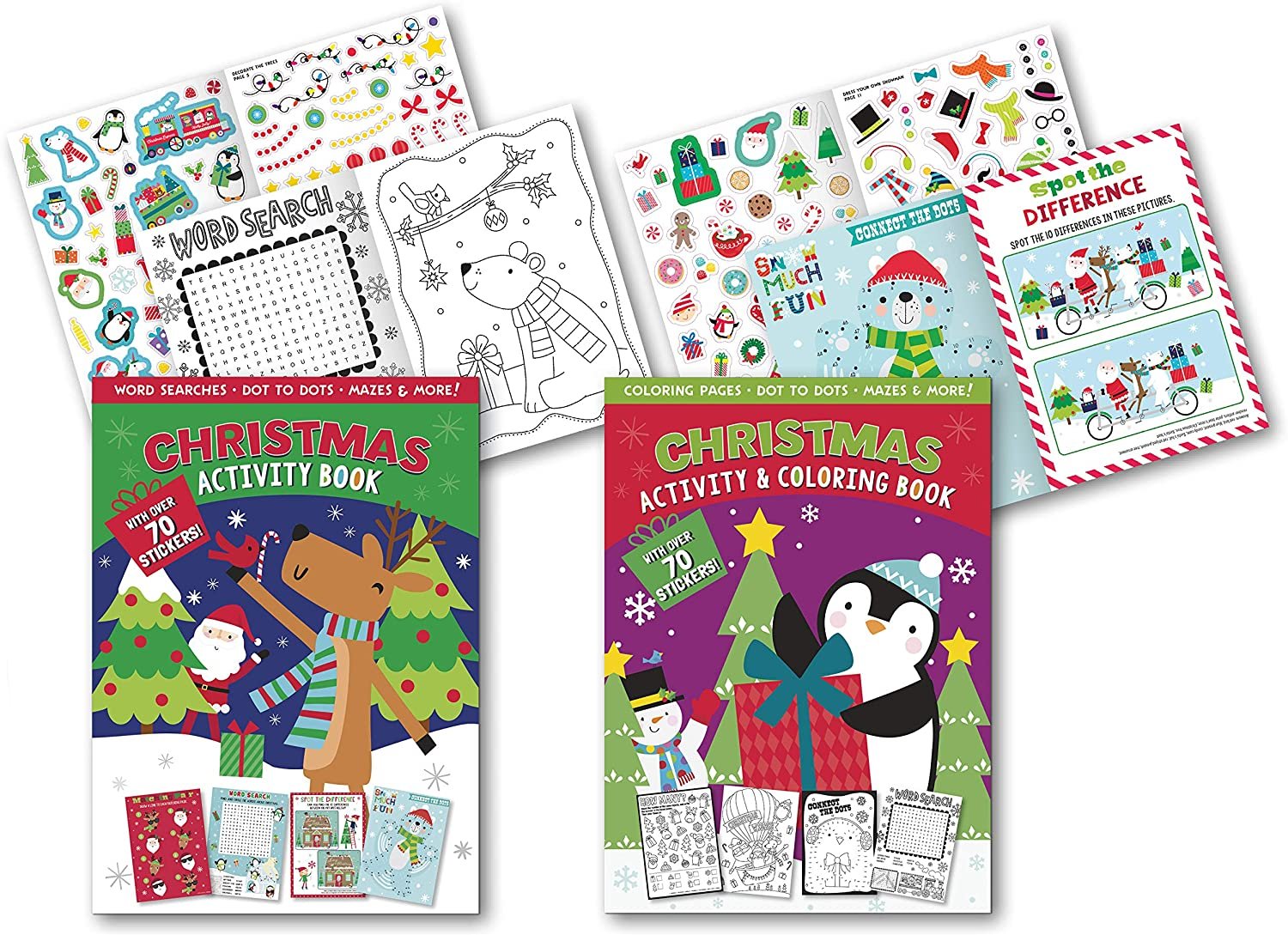 B-THERE Christmas Super Sticker Activity Book Set of 2 Xmas Activity ...