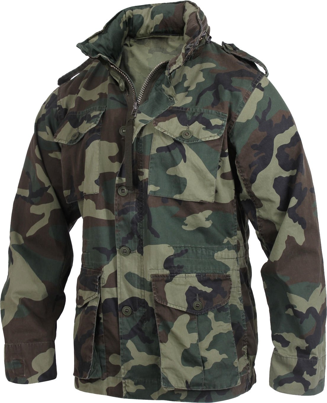 Mens Military Vintage Style Lightweight M65 Jacket Woodland Camo Rothco ...