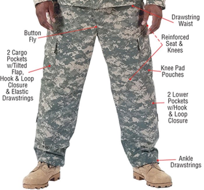 ACU Digital Camouflage Military BDU Cargo Rip-Stop Fatigue ACU Uniform ...