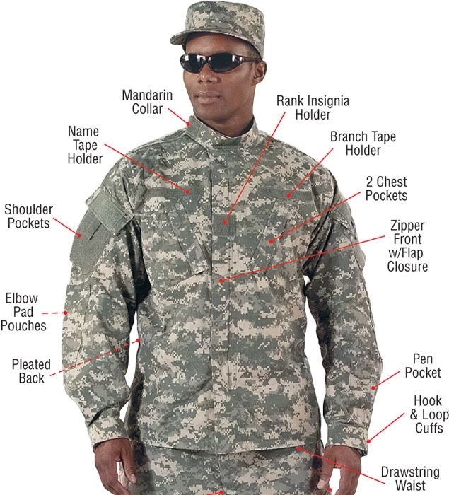 ACU Digital Camouflage Military BDU Cargo Rip-Stop Fatigue ACU Uniform ...