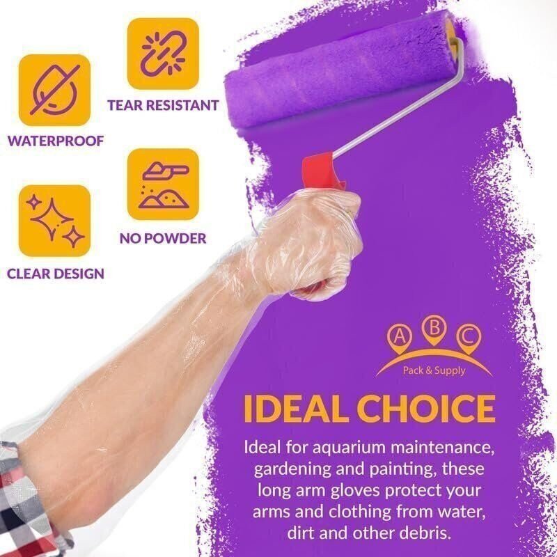 Disposable Food Prep Gloves 22 Inches Long. Clear 1000pk Poly Gloves, 1.1 mil