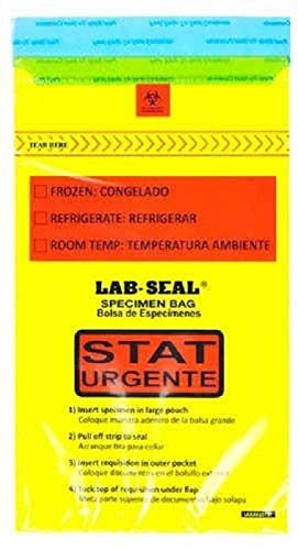 6" x 9" 1000 Specimen Bags w/ Removable Biohazard Symbol Printed STAT