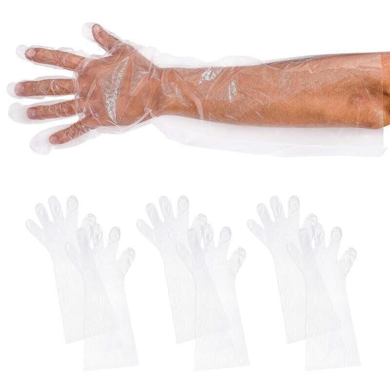 Disposable Food Prep Gloves 22 Inches Long. Clear 1000pk Poly Gloves, 1.1 mil