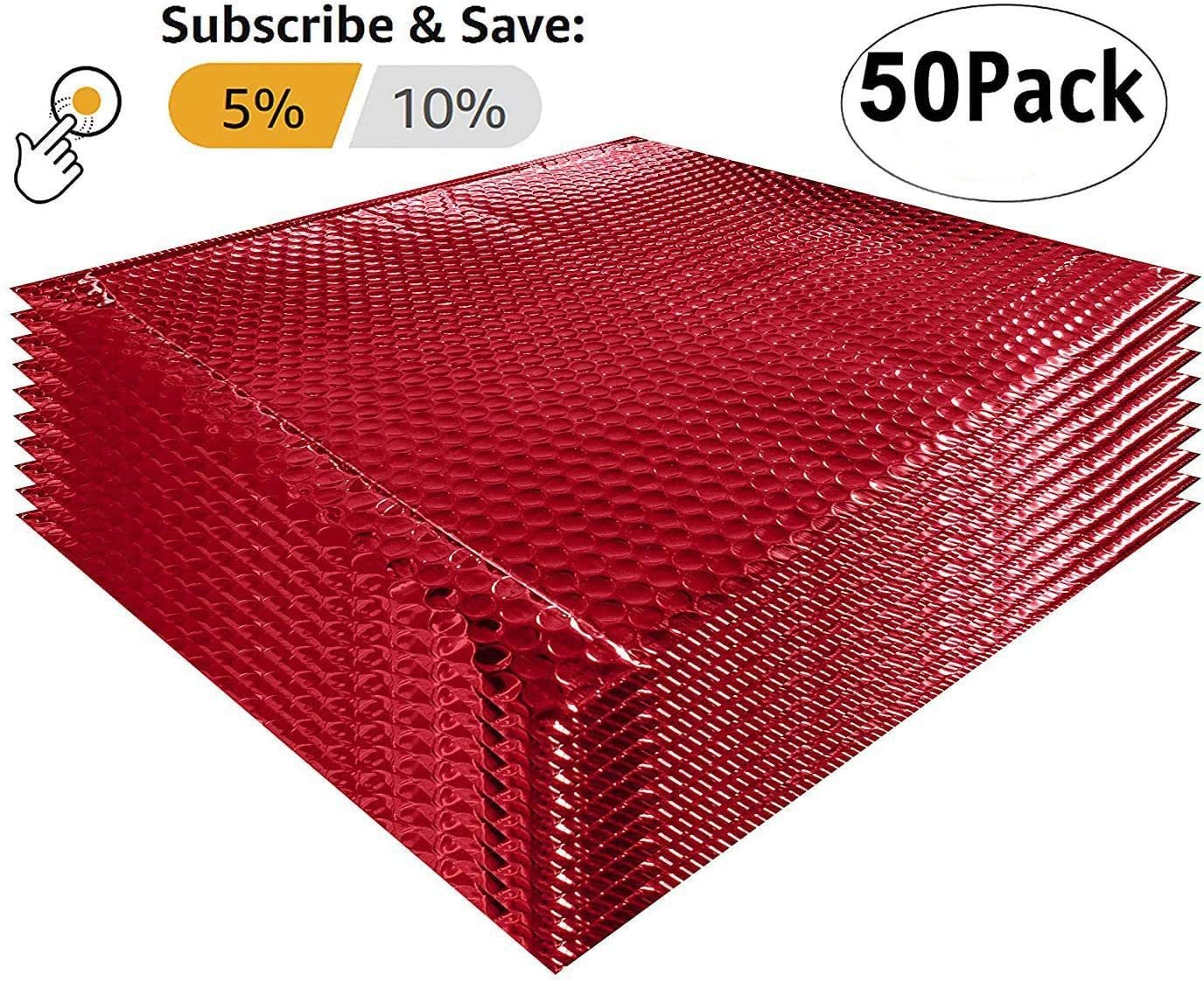 50 Pack Metallic Bubble Mailers 15X17 Red Padded Envelopes