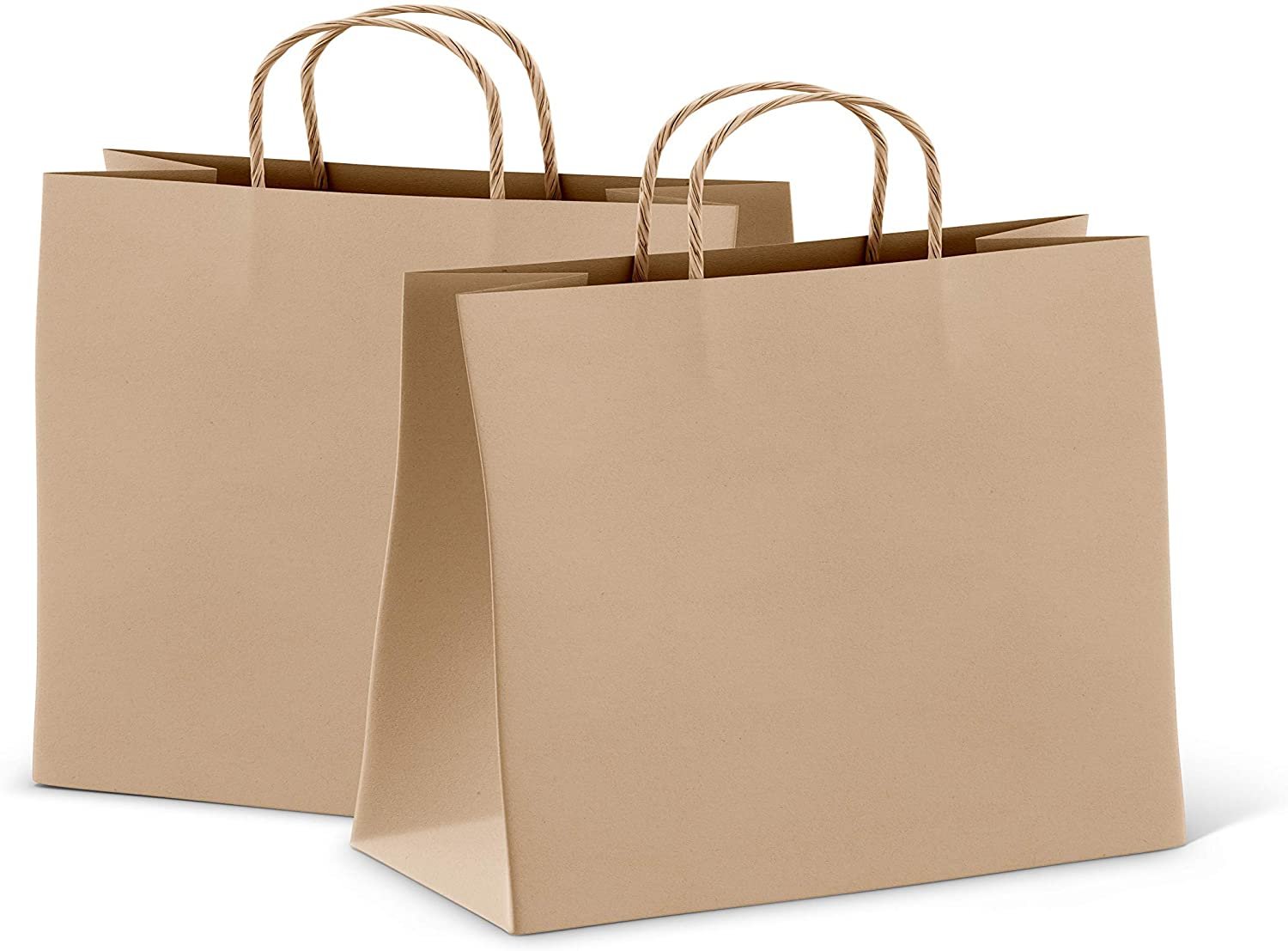 Kraft Paper Carrier Present Gift Bag Handle Shopping Food Package Bag Pure Color 