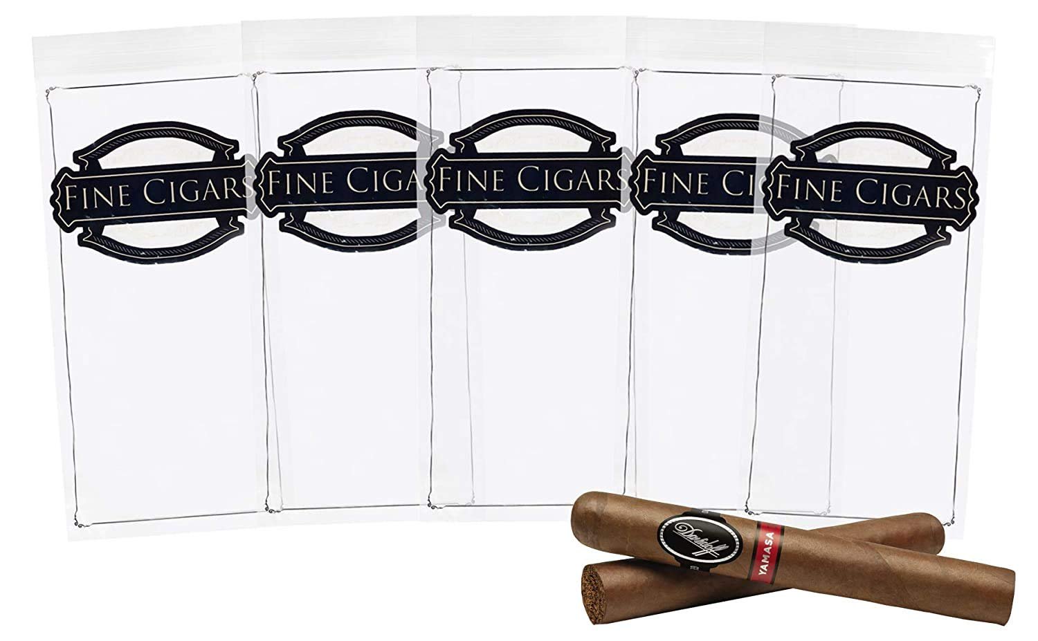 1000 Zipper Lock Cigar Bags Clear Plastic / Pre-Printed Fine Cigars All Size