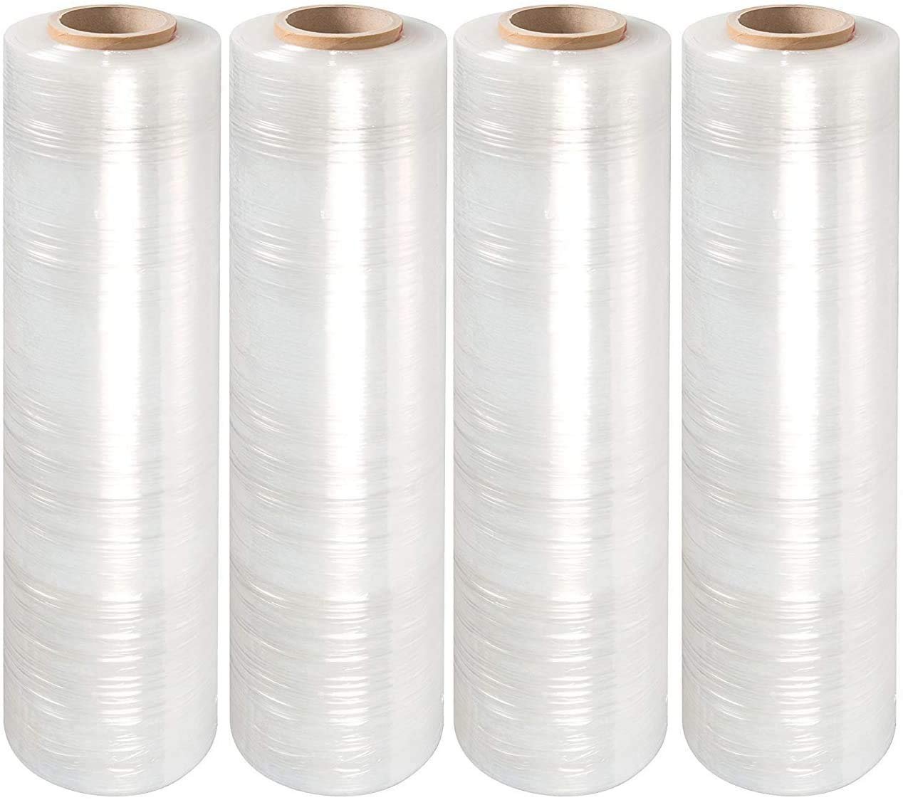 4 Roll 60 Gauge 2000' Clear Blown Hand Stretch Wrap Plastic Shrink Film