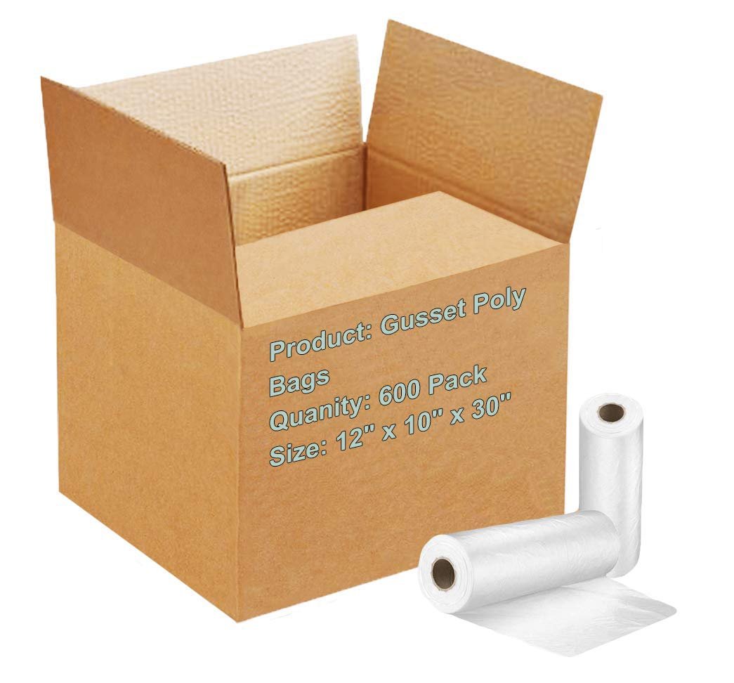 100-600 Jumbo Gusset Poly Bags Roll Large Perforated Clear Bags Thickness 2 Mil