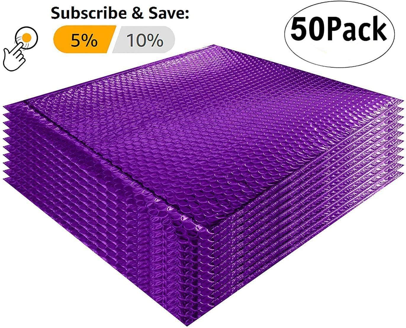 50 Pack Metallic Bubble Mailers Purple Padded Envelopes 15