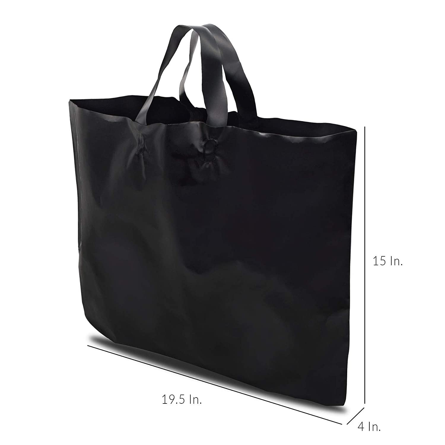 Plastic Merchandise Shopping Bags with Soft Strap Handles, Black High ...