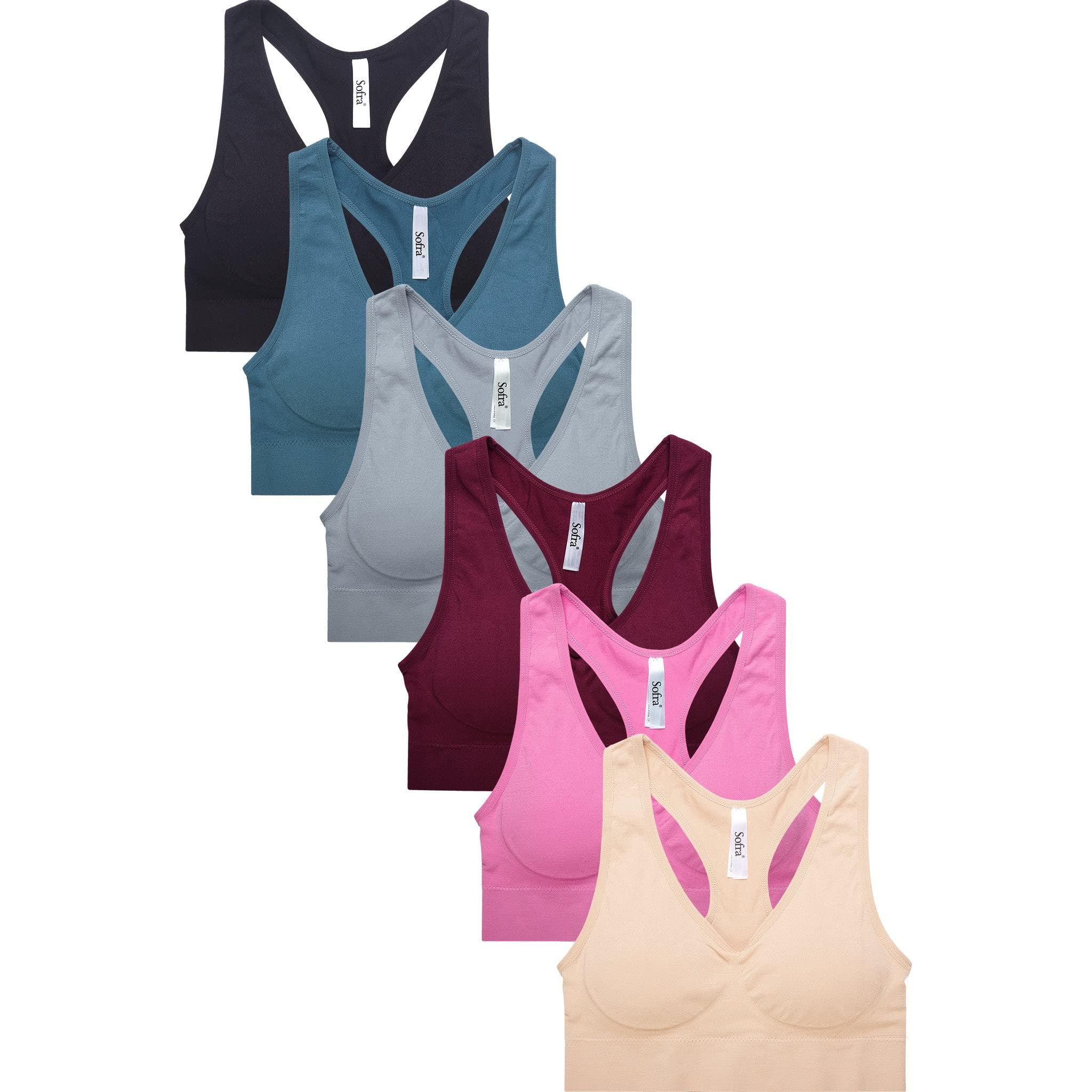 Women's Bras, Comfortable Yoga Tube Bralette Sports Bra, Free Size - Pack of 6 - Picture 31 of 43