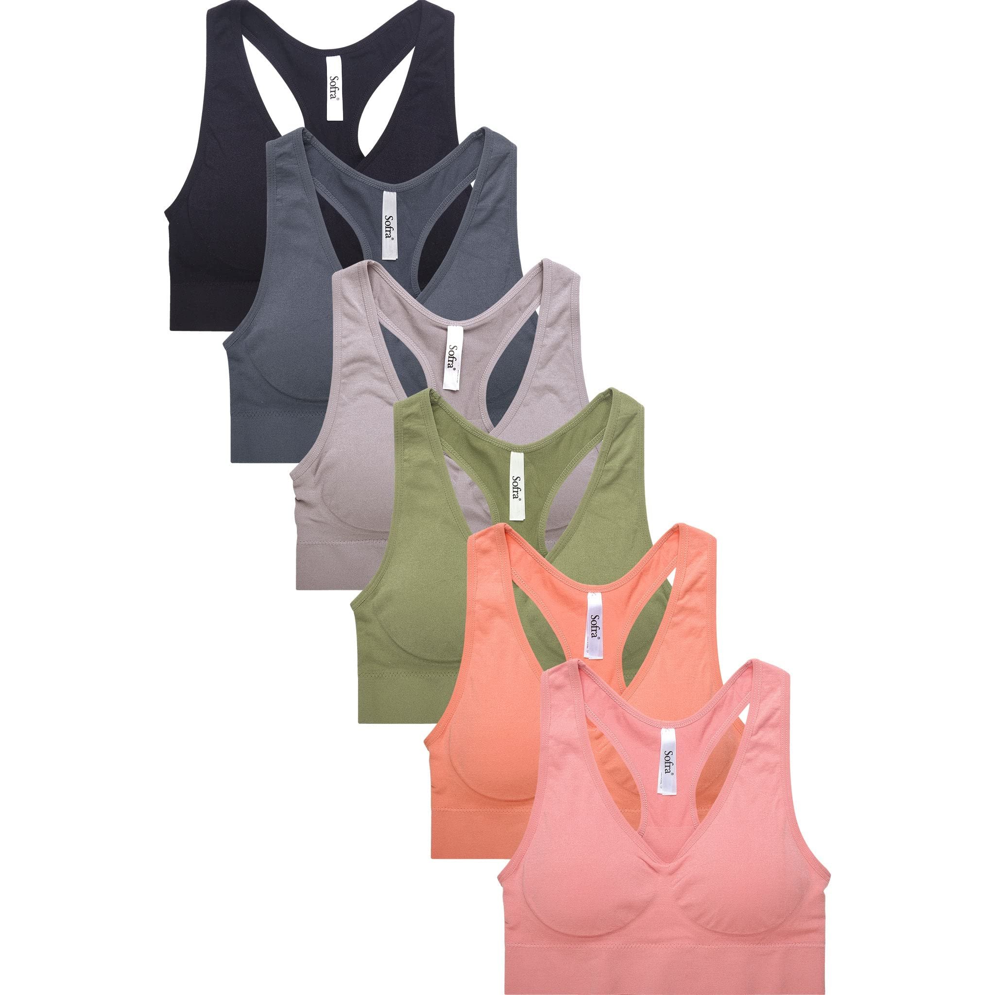 Women's Bras, Comfortable Yoga Tube Bralette Sports Bra, Free Size - Pack of 6 - Picture 33 of 43