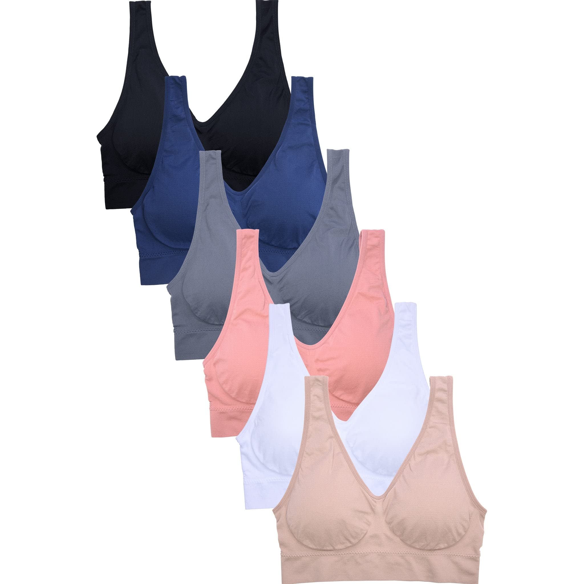 Women's Bras, Comfortable Yoga Tube Bralette Sports Bra, Free Size - Pack of 6 - Picture 28 of 43