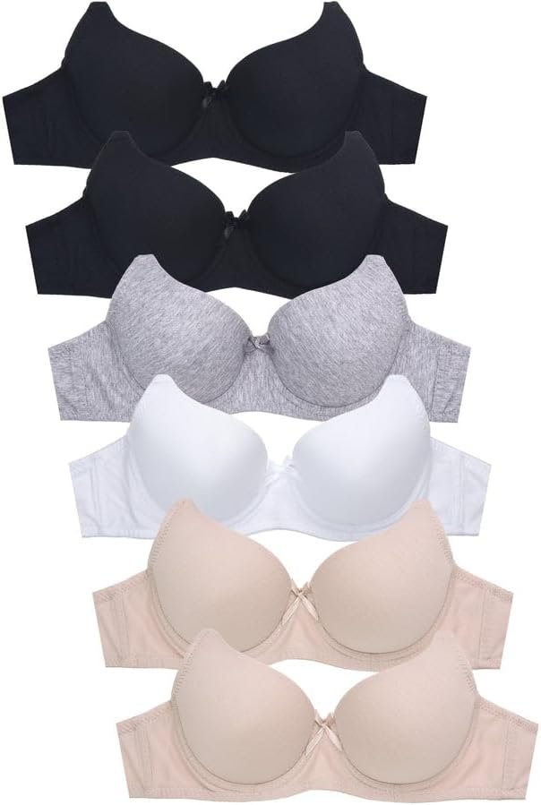 Women's Basic Plain Lace Bras Petite to Plus Size Pack of 6