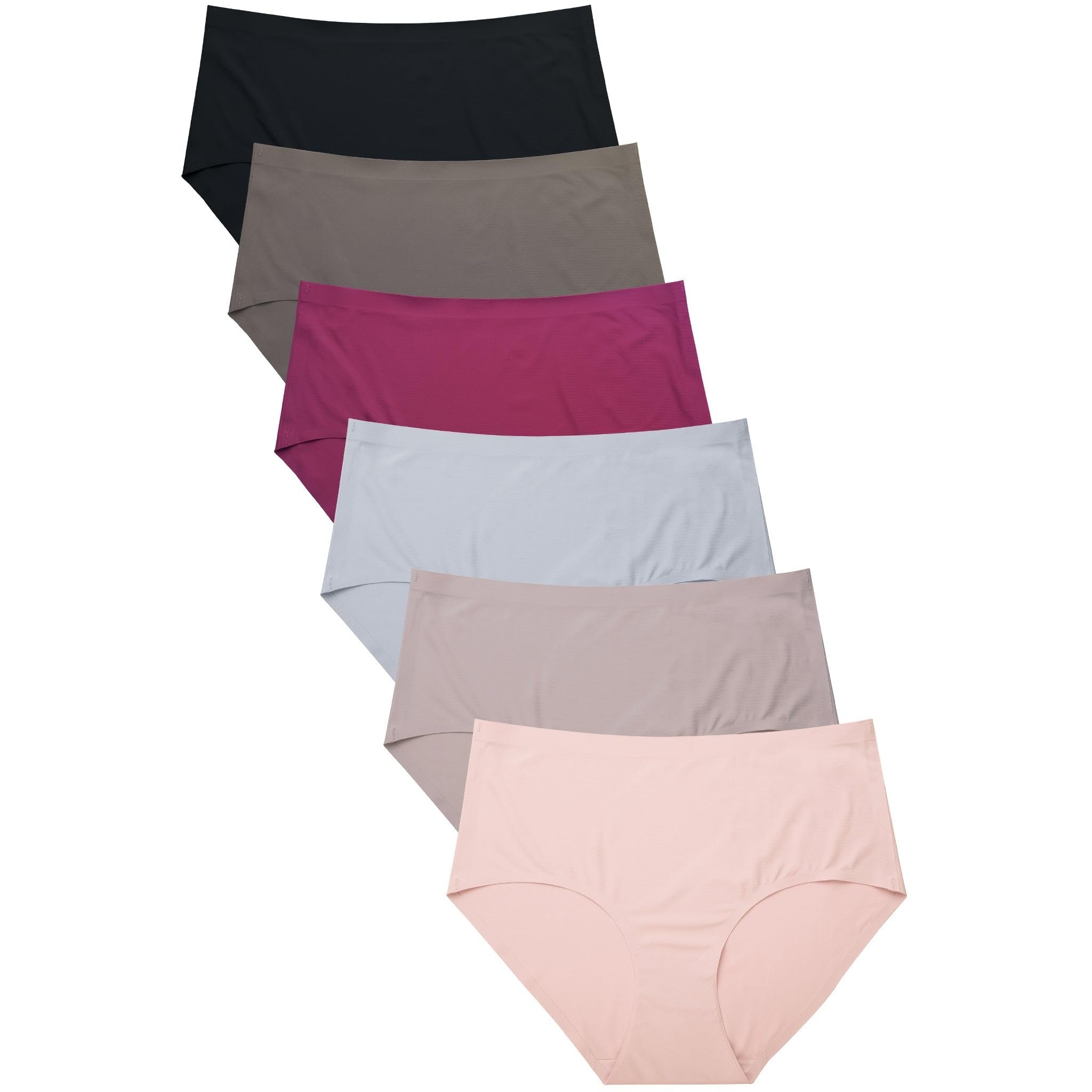 MOPAS Women’s Soft No Show Bikini Thong Seamless Brief Panty, Pack of 6 (S,…
