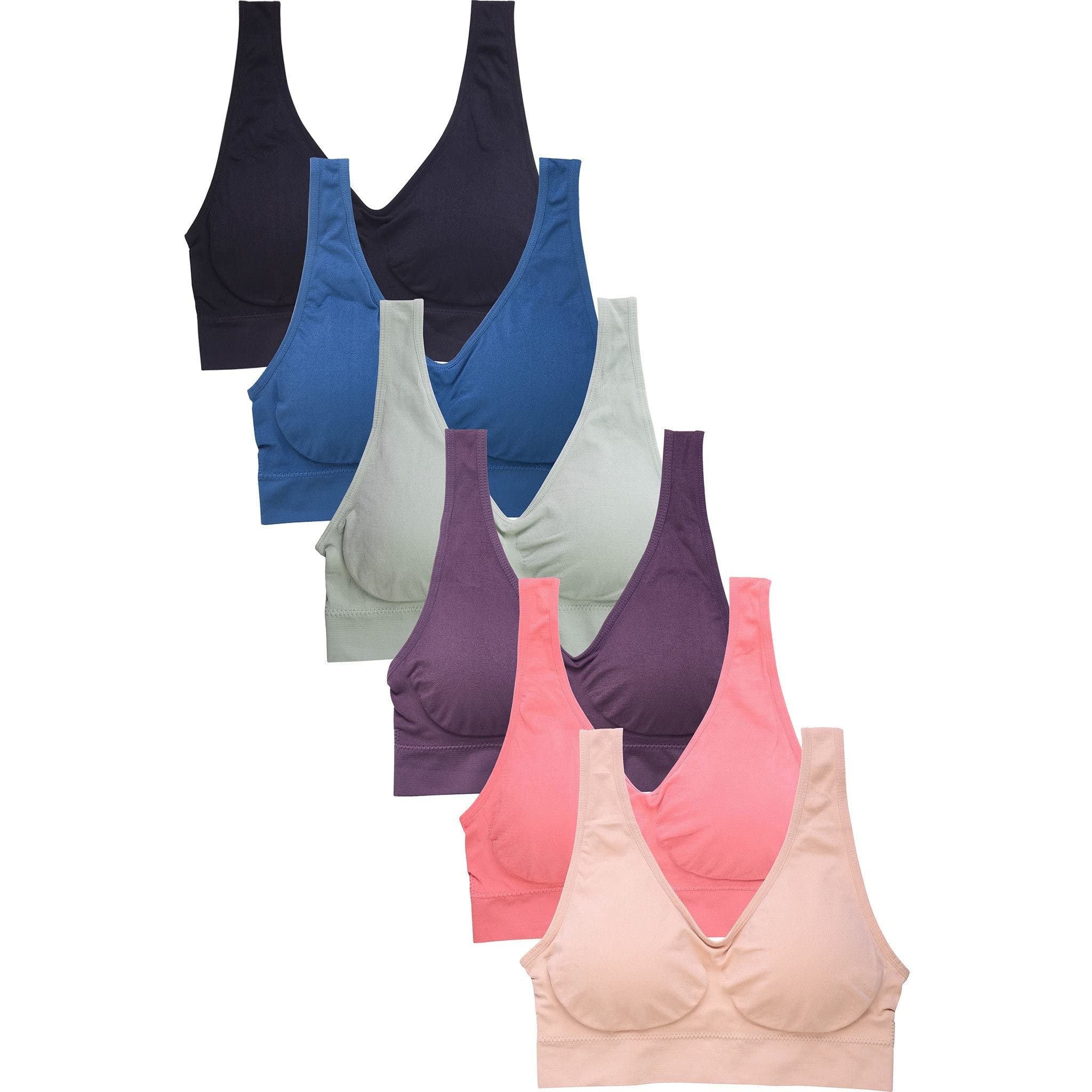 Women's Bras, Comfortable Yoga Tube Bralette Sports Bra, Free Size - Pack of 6 - Picture 27 of 43