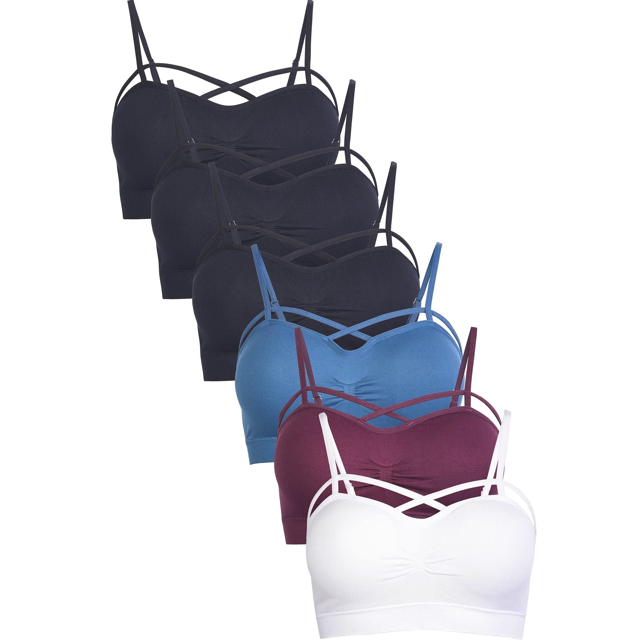 Women's Bras, Comfortable Yoga Tube Bralette Sports Bra, Free Size - Pack of 6 - Picture 34 of 43