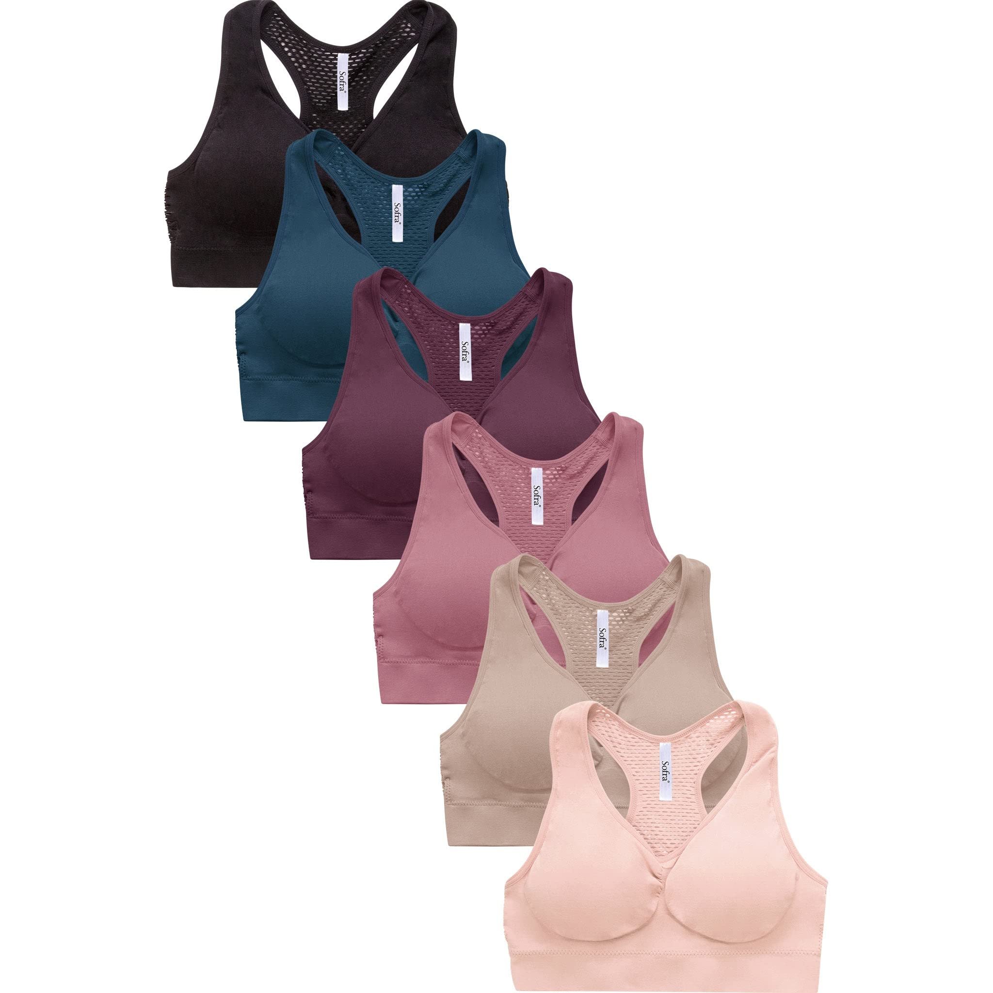 Women's Bras, Comfortable Yoga Tube Bralette Sports Bra, Free Size - Pack of 6 - Picture 39 of 43