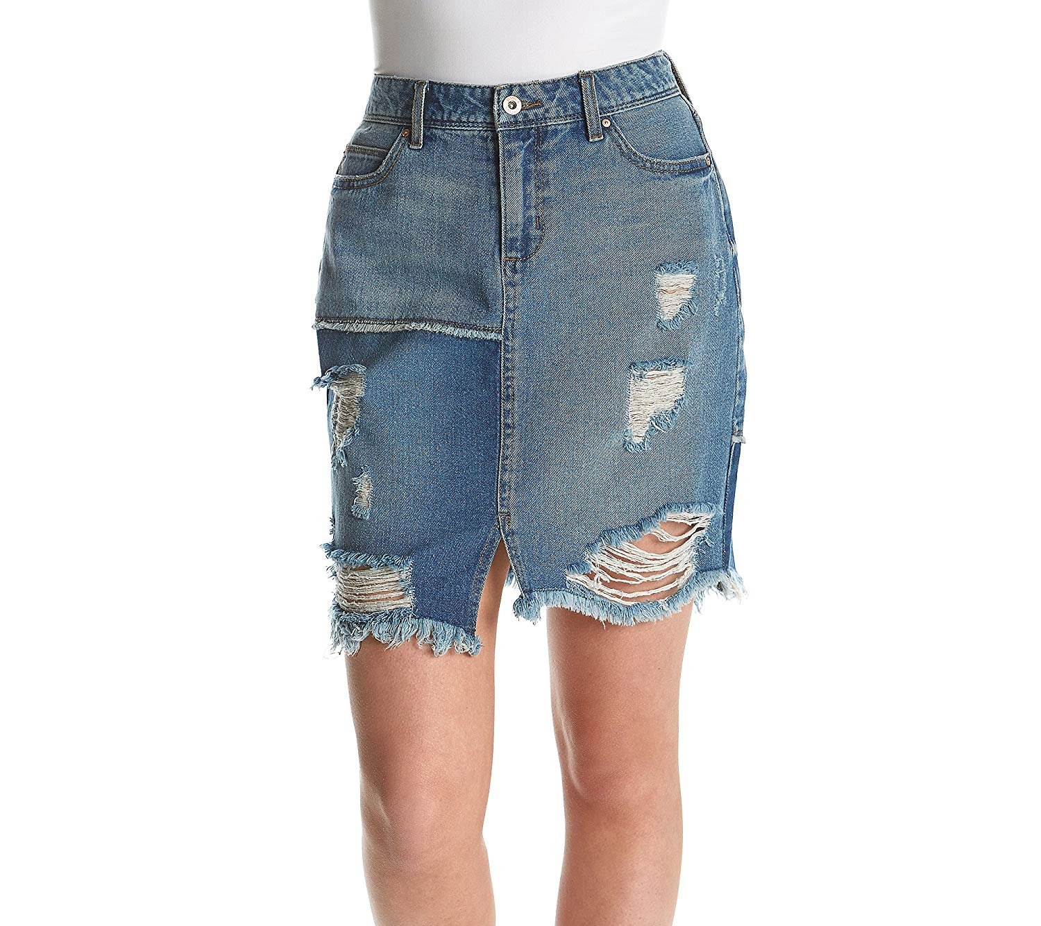 Jessica Simpson 60 Adored Distressed Denim Jean Skirt Size 27