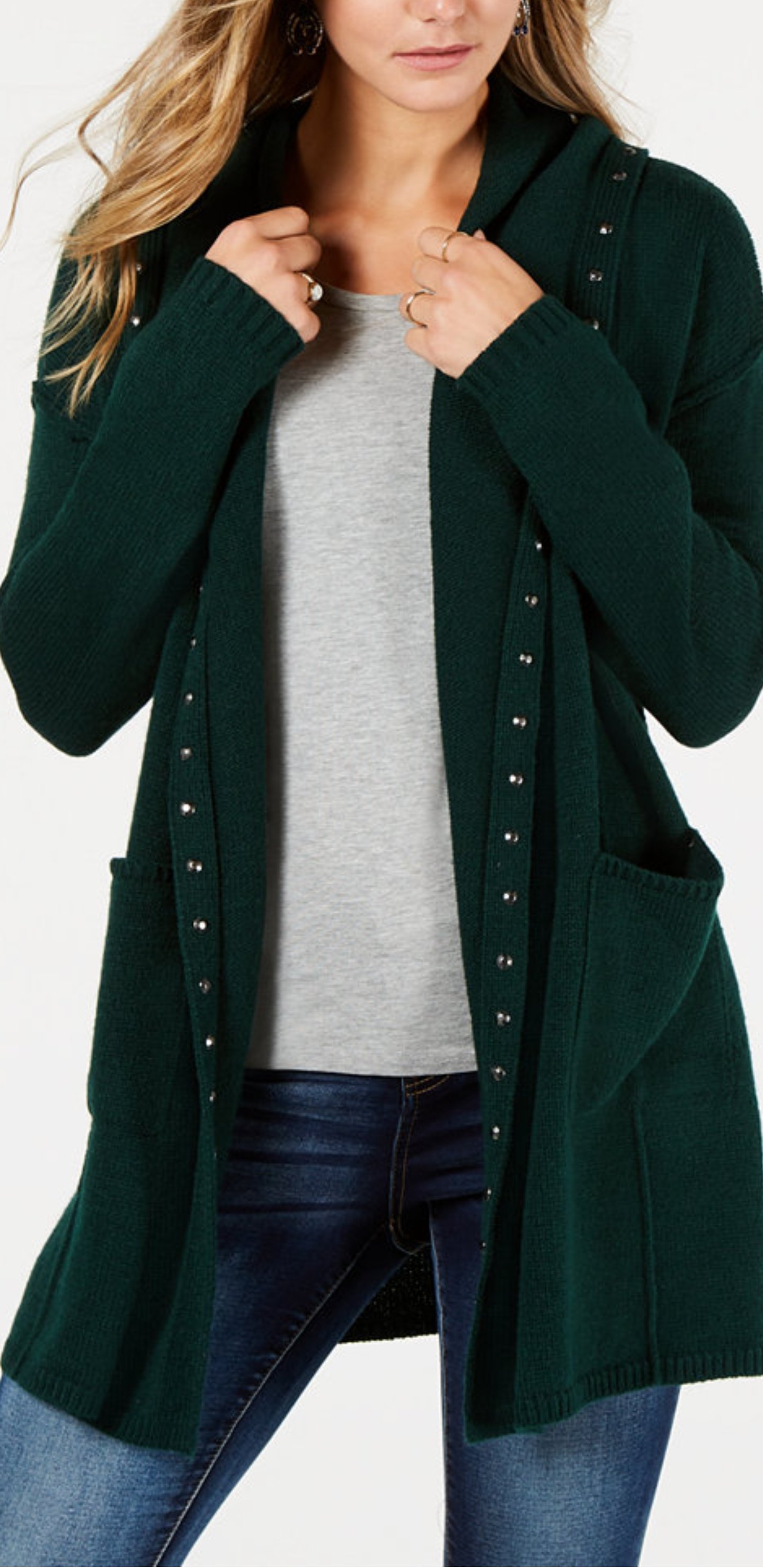 petite hooded cardigan