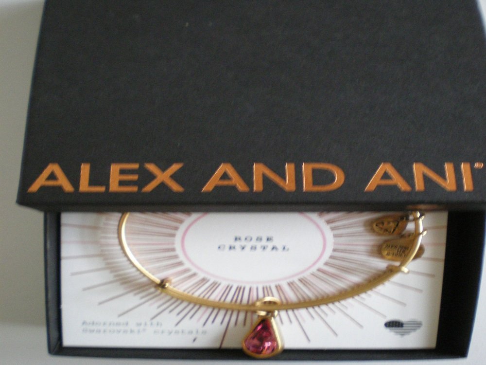 Alex and Ani August Peridot Charm Bangle Bracelet Teardrop Raf Silver NWTBC
