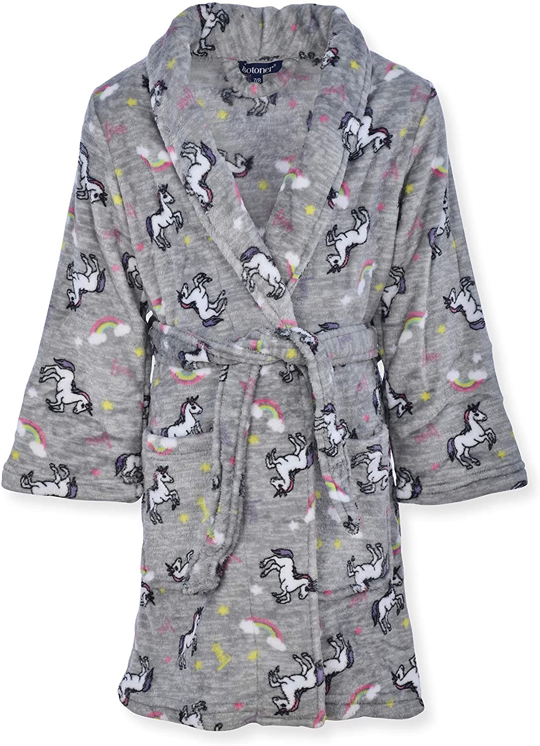 Isotoner Girls Plush Robe - Toddler Little Big Girl Unicorns Pink Comfortable - Picture 8 of 9
