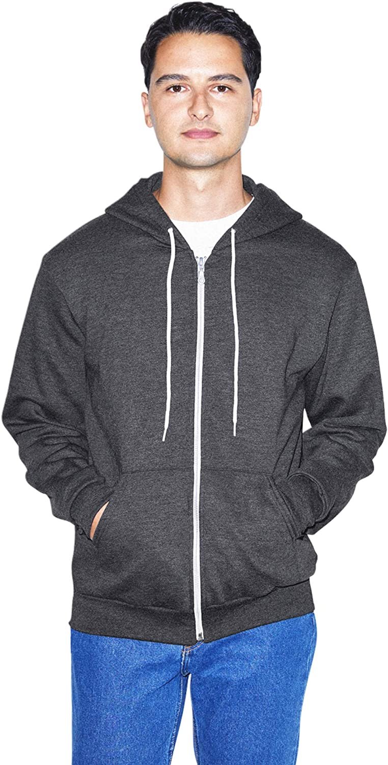 American Apparel Men's Zip Hoodie Sweatshirt Flex Fleece Long Sleeve