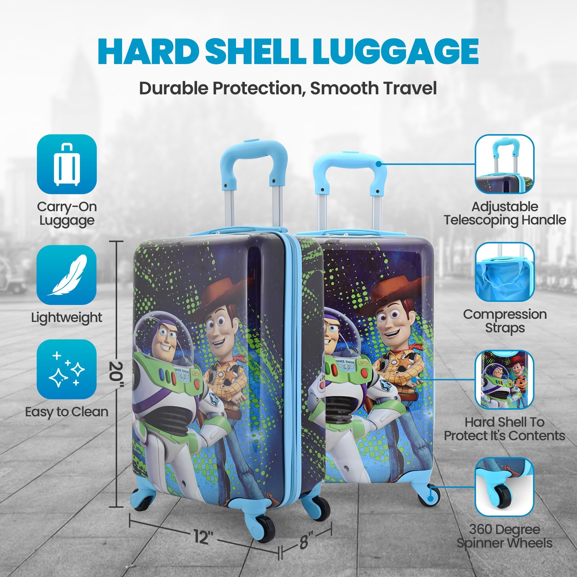 Disney Toy Story Valigia rigida 20" - Woody Buzz lato rigido carino e durevole - Foto 59 di 66