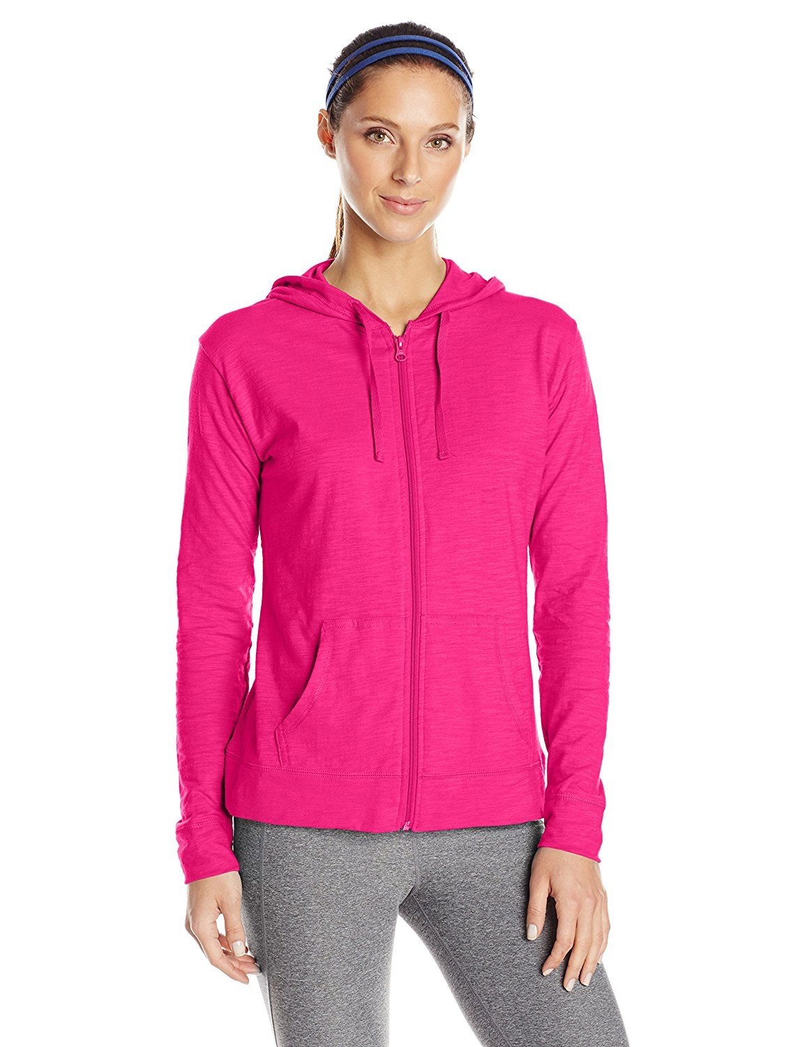 Hanes Women's Jersey Full Zip Hoodie COMFORTSOFT- 100% Cotton Purple/Pink/Gray