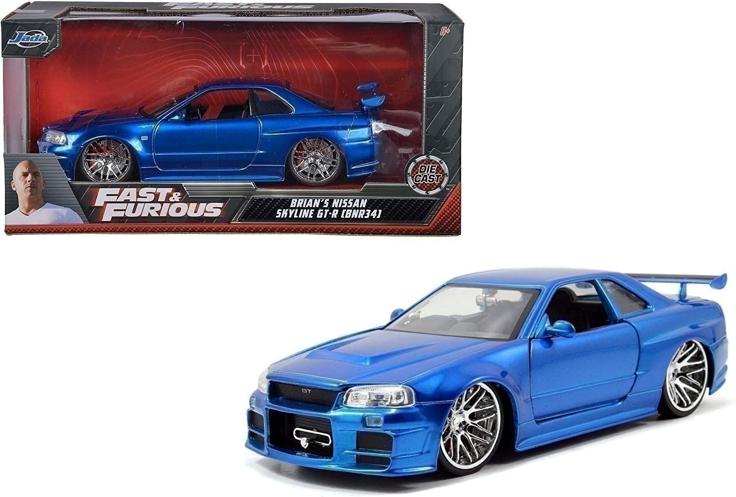 Jada Toys Fast & Furious 1:24 Brian's 2002 Nissan Skyline GT-R R34 ein Druckguss... - Bild 7 von 10