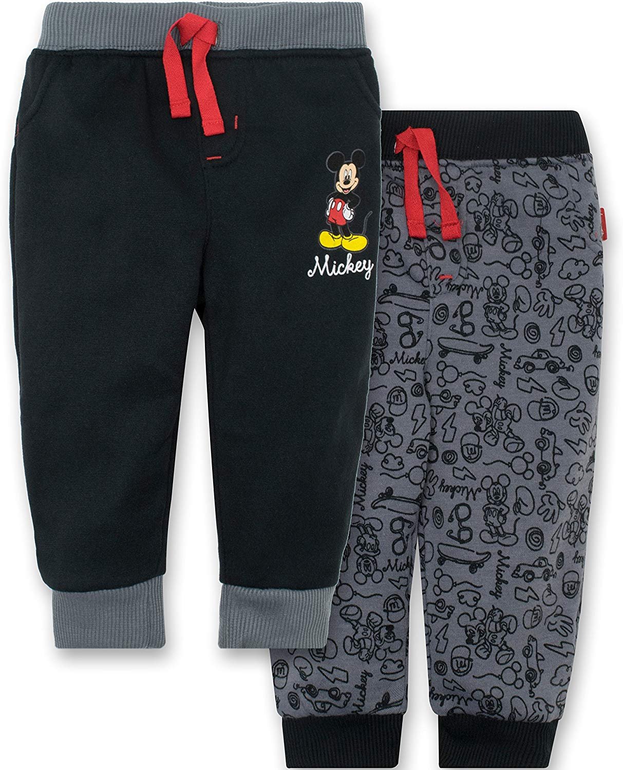 Mickey Mouse Baby Boys' Pants 2-Pack Fleece Drawstring Infant Jogger Pants - Picture 10 of 11