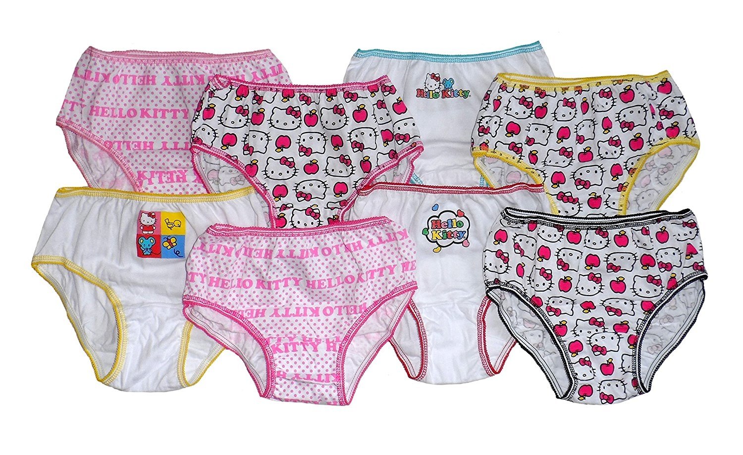 Paquete de 7 Panties de Algodón con lindo Motivo de Hello Kitty, Disponible  para Niñas Talla 4. Producto Importado.