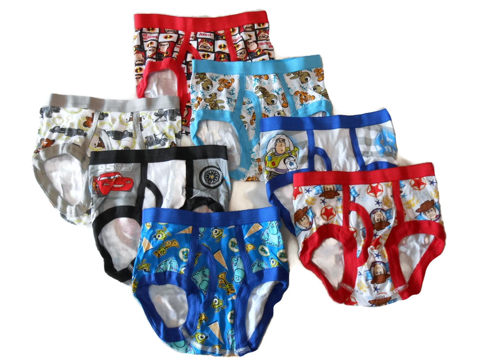 DISNEY PIXAR BRIEFS ASSORTED CHARACTERS 7-pack Toddler Boys Sizes 2T/3T, 4T NEW - Picture 10 of 11