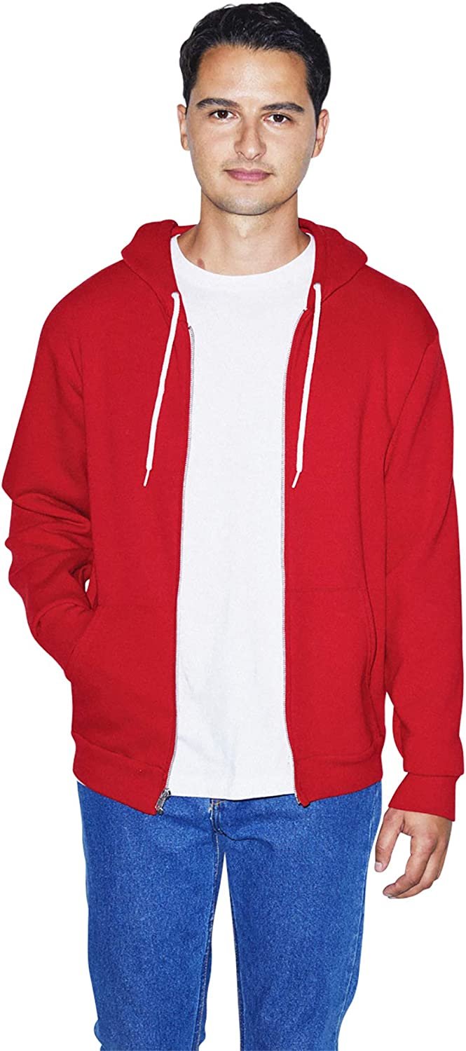 American Apparel Men's Zip Hoodie Sweatshirt Flex Fleece Long Sleeve