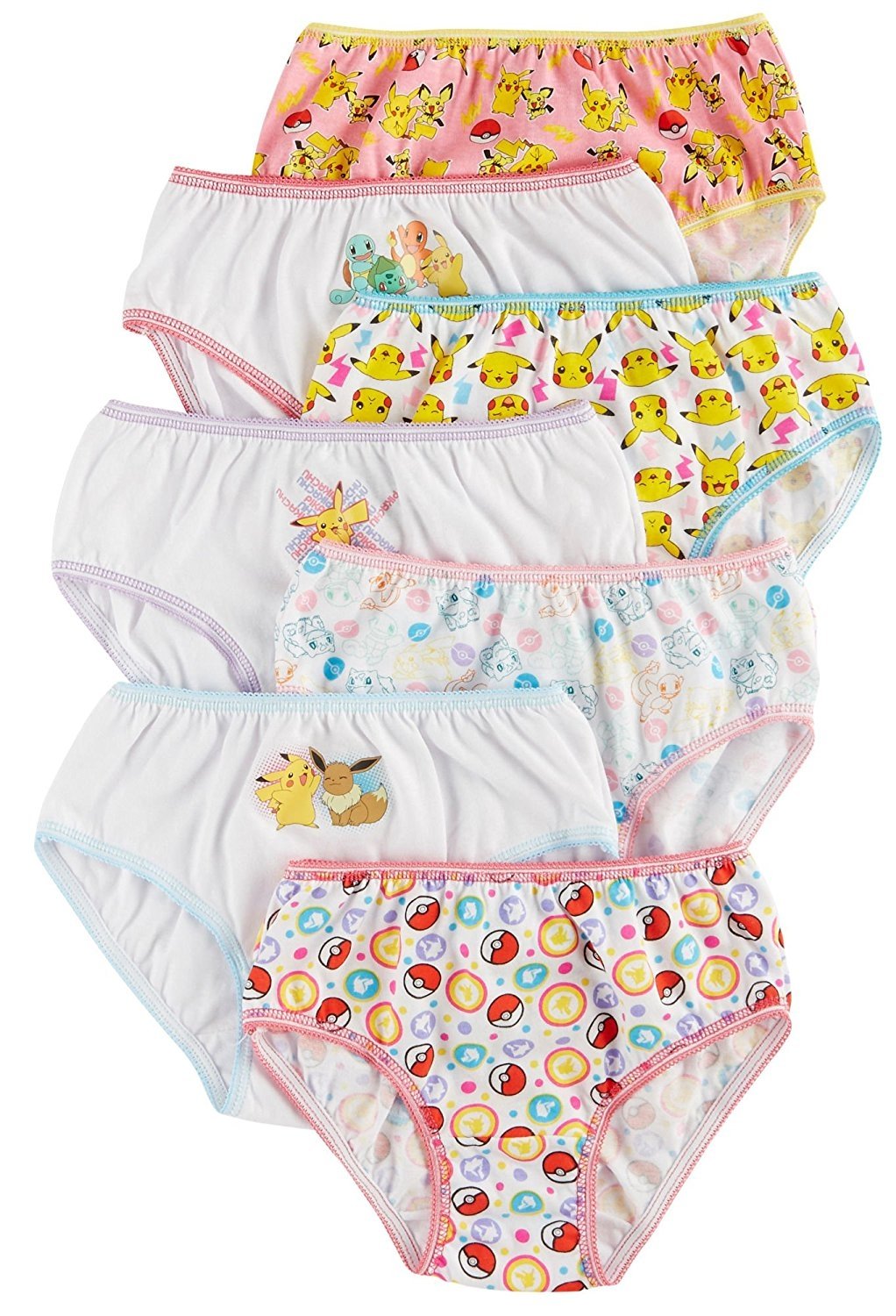 Pokemon Girls Panties Underwear 7 pack Sizes 4, 6, 8