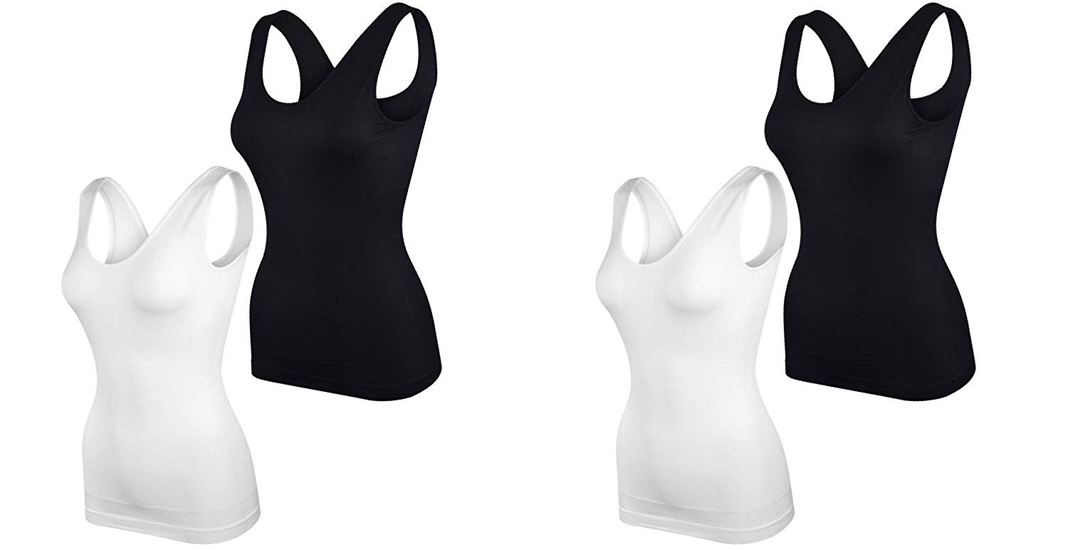 Elle Women's Body Shaping Camisoles 4-Pack Scoop Tank Tops Shapewear UP TO 3X