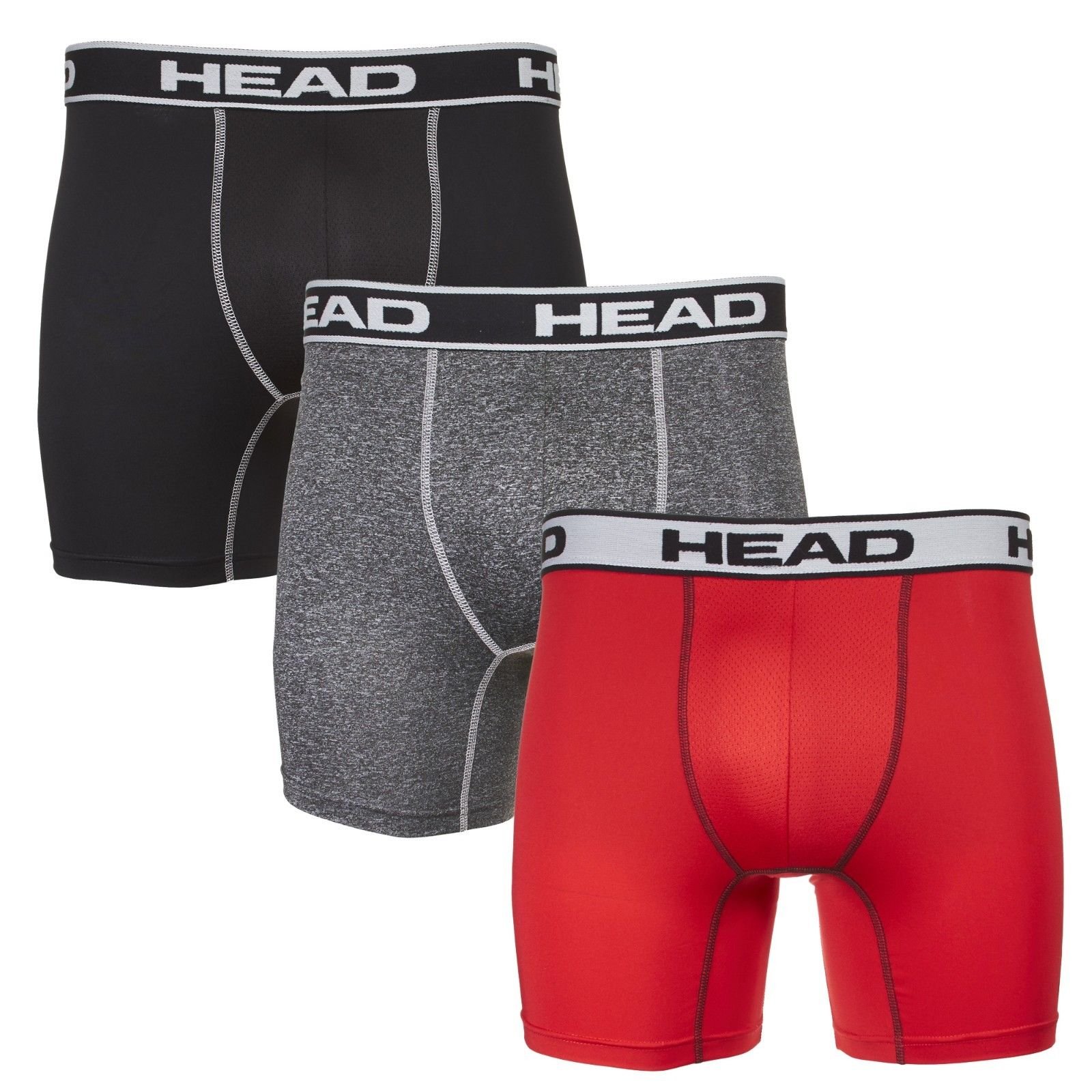 HEAD Mens Performance Underwear 3-PACK Boxer Briefs S-5XL Polyester/Spandex