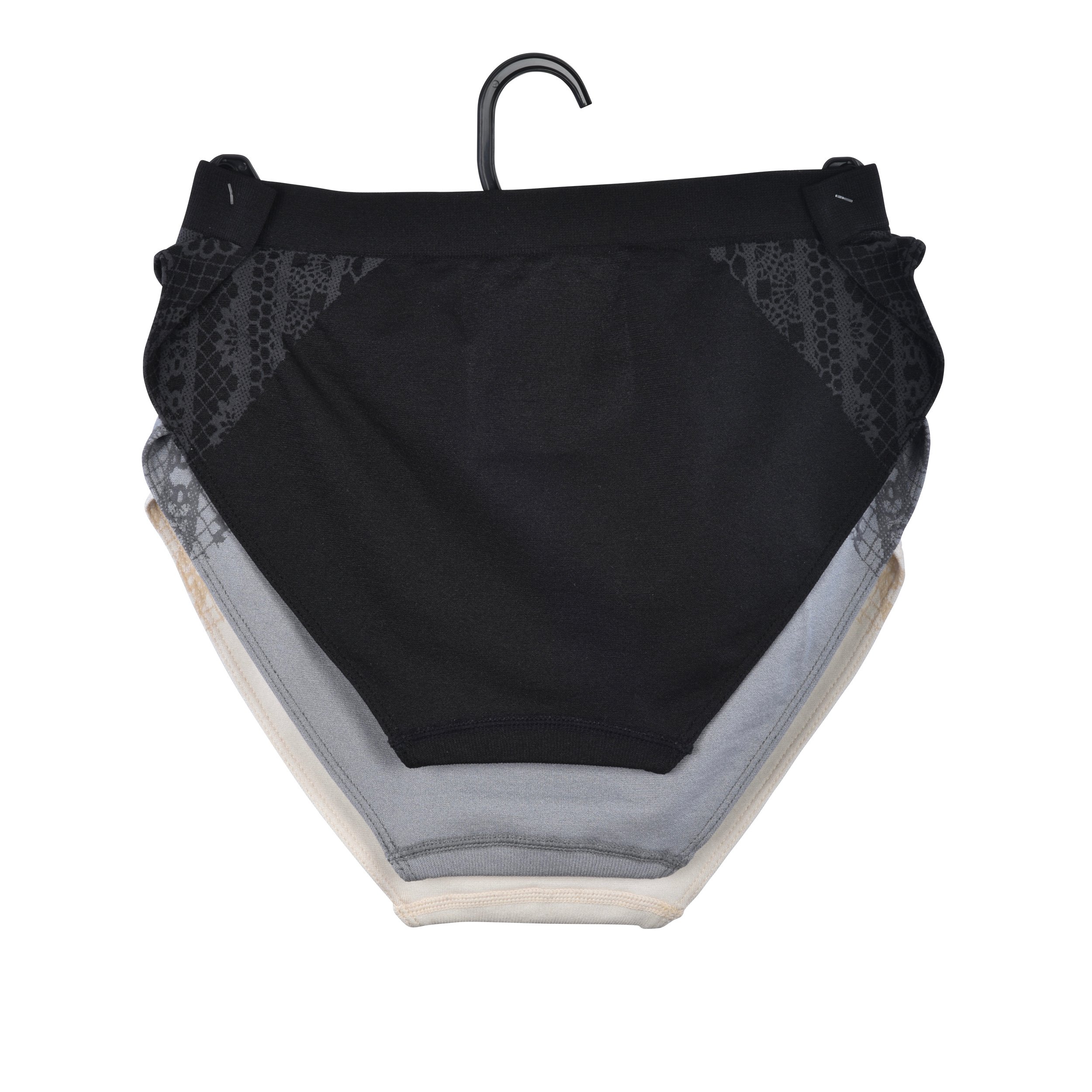 ELLE Women's Seamless Bikinis Underwear Jacquard 3-Pack Polyester/Nylon ...