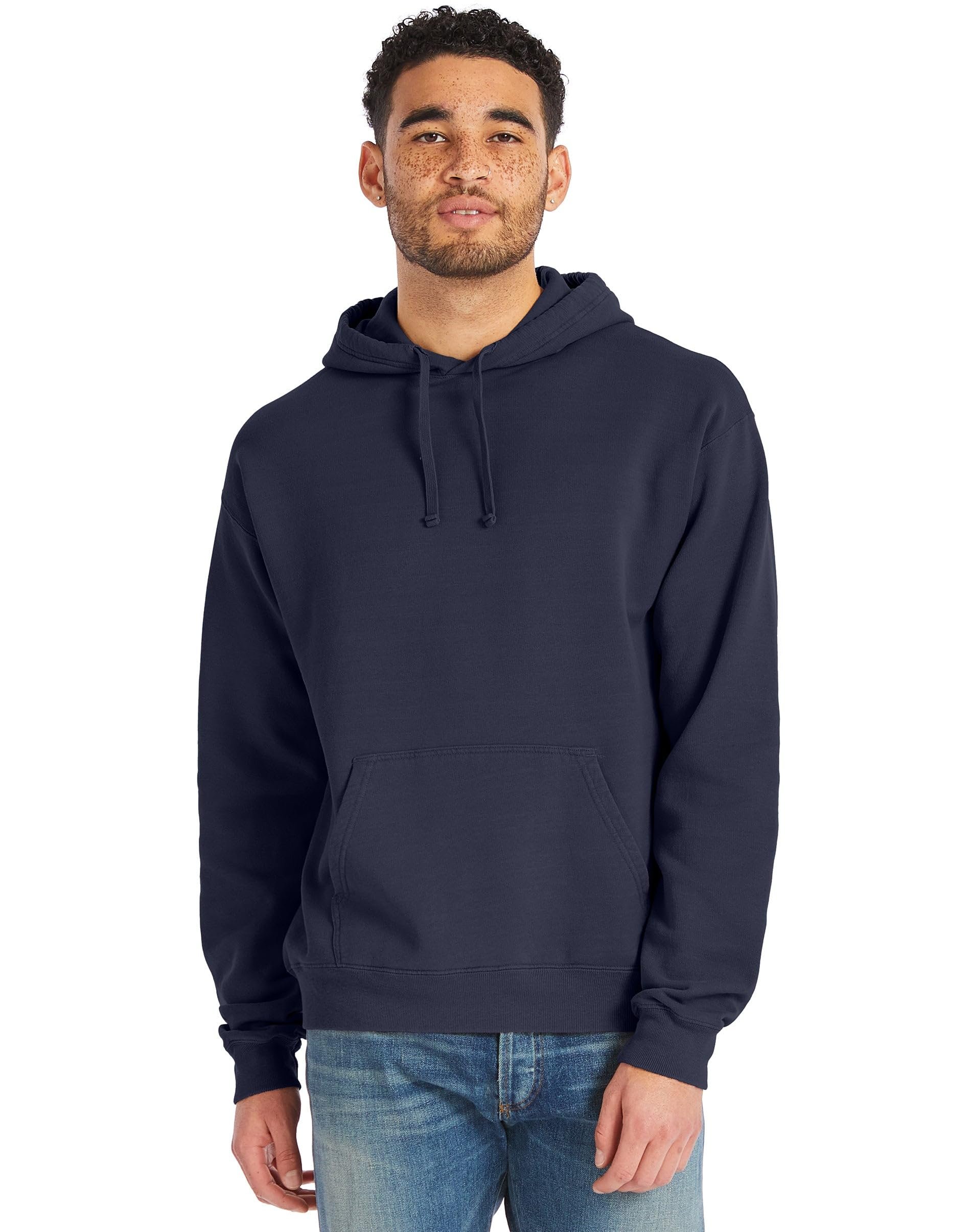 Hanes Men's Comfortwash Garment Dyed Hoodie Sweatshirt, deep Forte Blue, Small - Picture 12 of 17