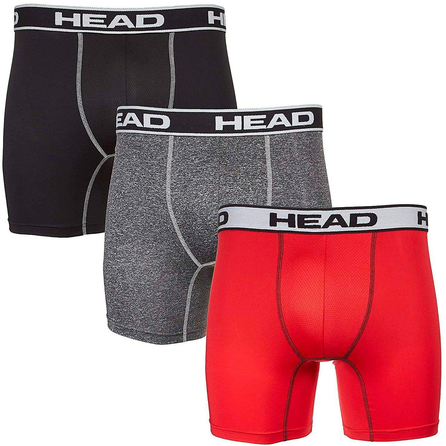 HEAD Mens Performance Underwear 3-PACK Boxer Briefs S-5XL Polyester ...
