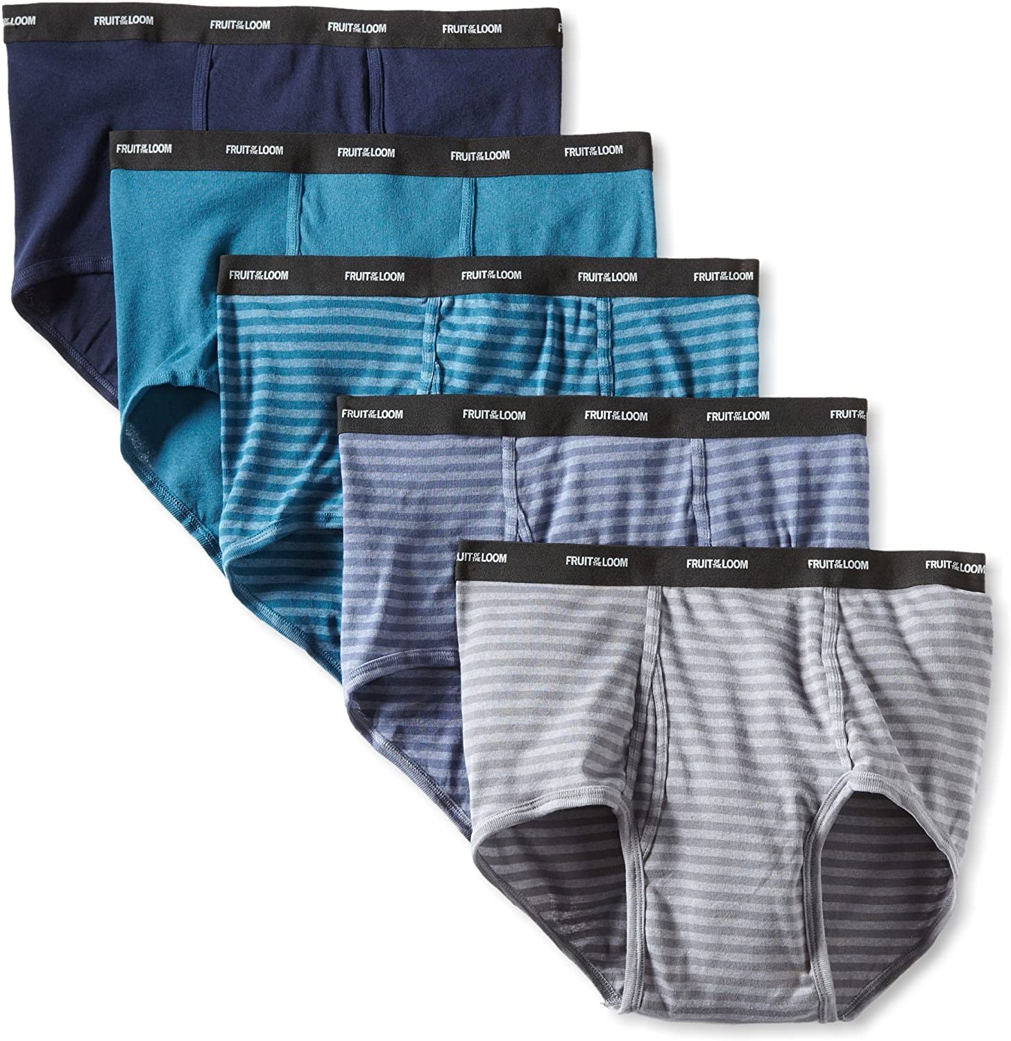 Fruit of the Loom Men's Fashion Briefs Size 3X Stripe Solid (Pack of Five)