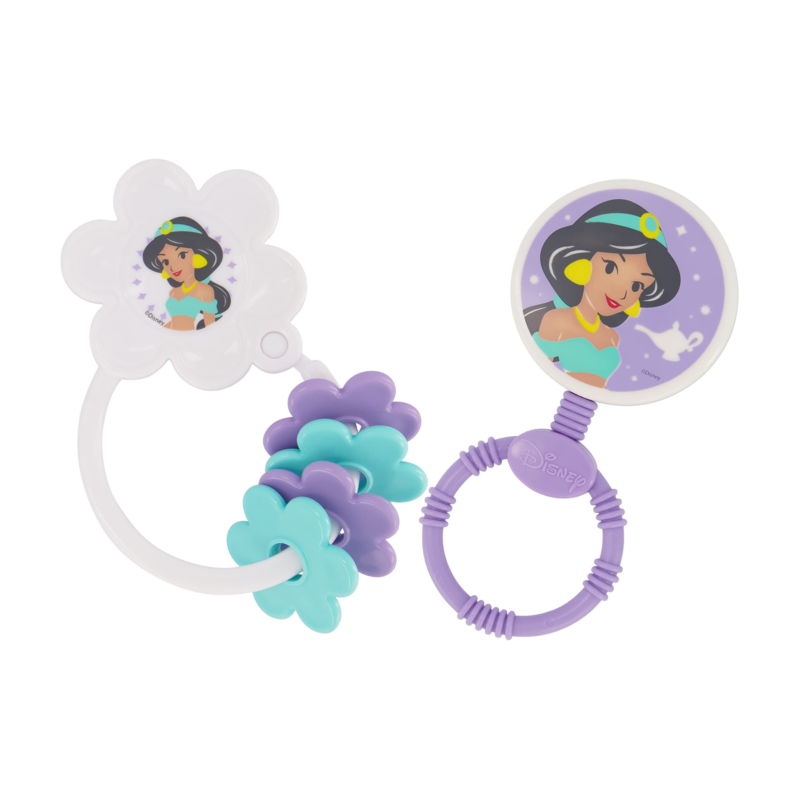 2 Pack Disney Princess Character Shape Rattle and Keyring Teether, Premium...