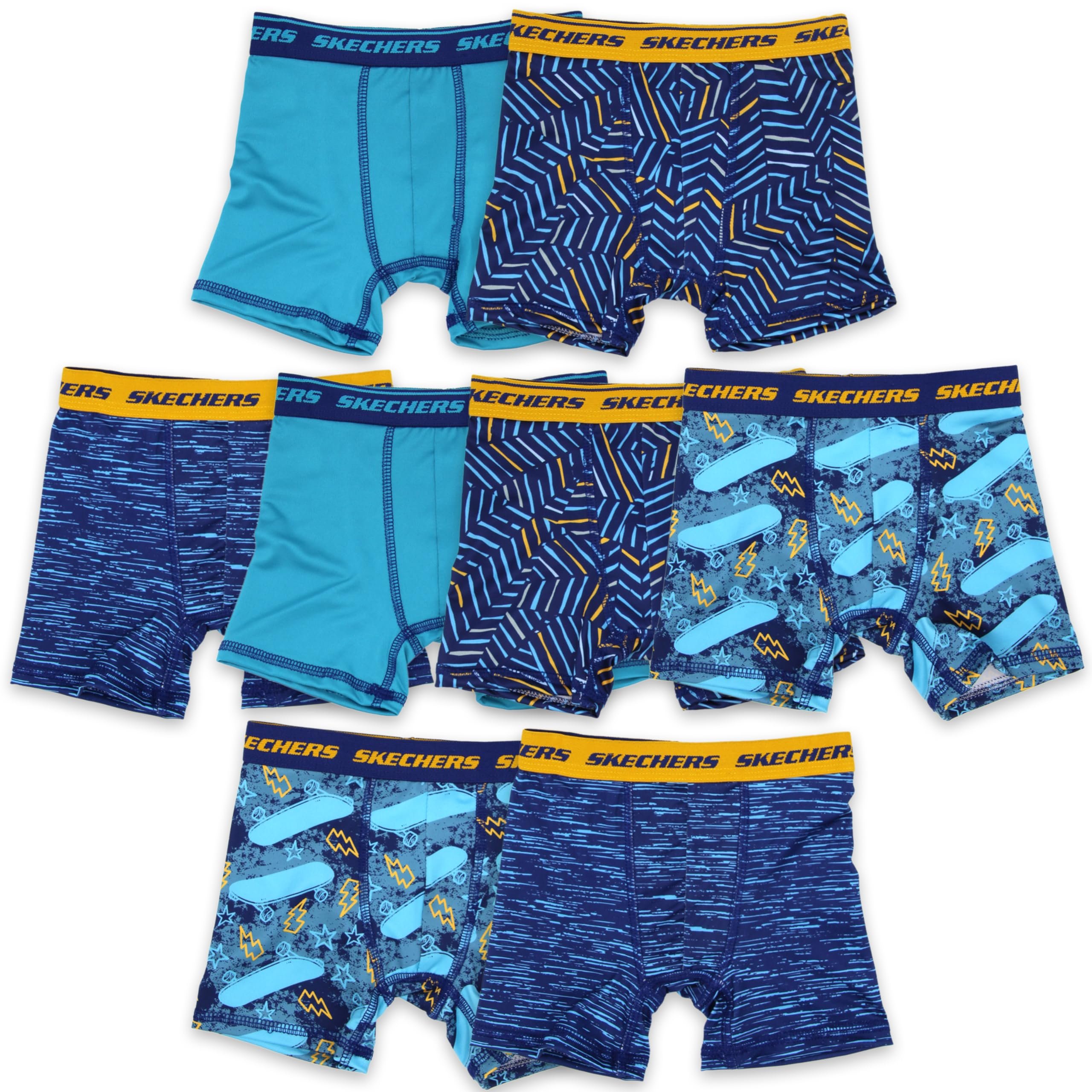 Skechers Boys' Exclusive 8pk Athletic Boxer Briefs with Unique Prints in...