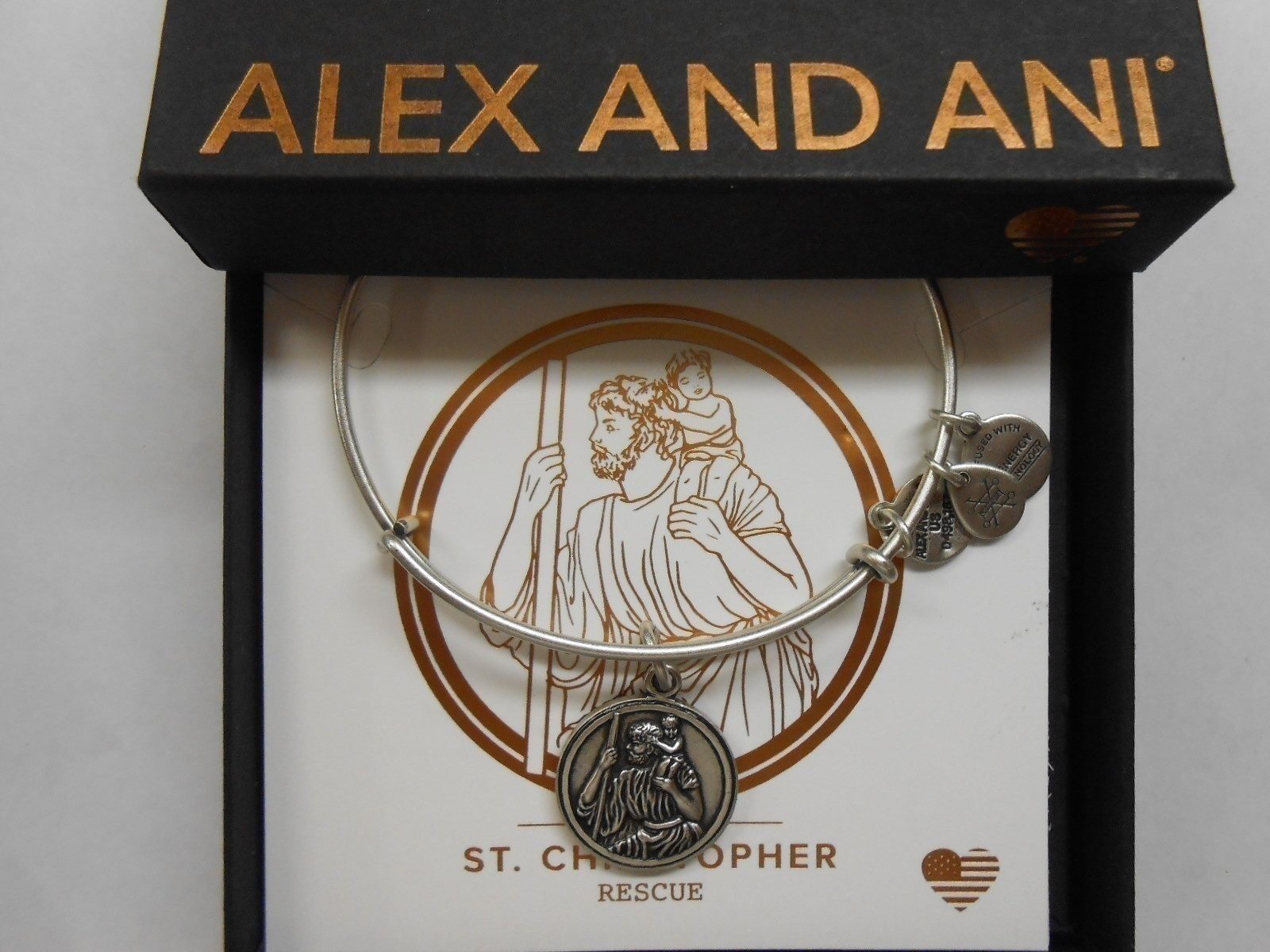 Alex and Ani Saint Christopher III Bangle Bracelet Rafaelian Gold NWTBC - Picture 10 of 10