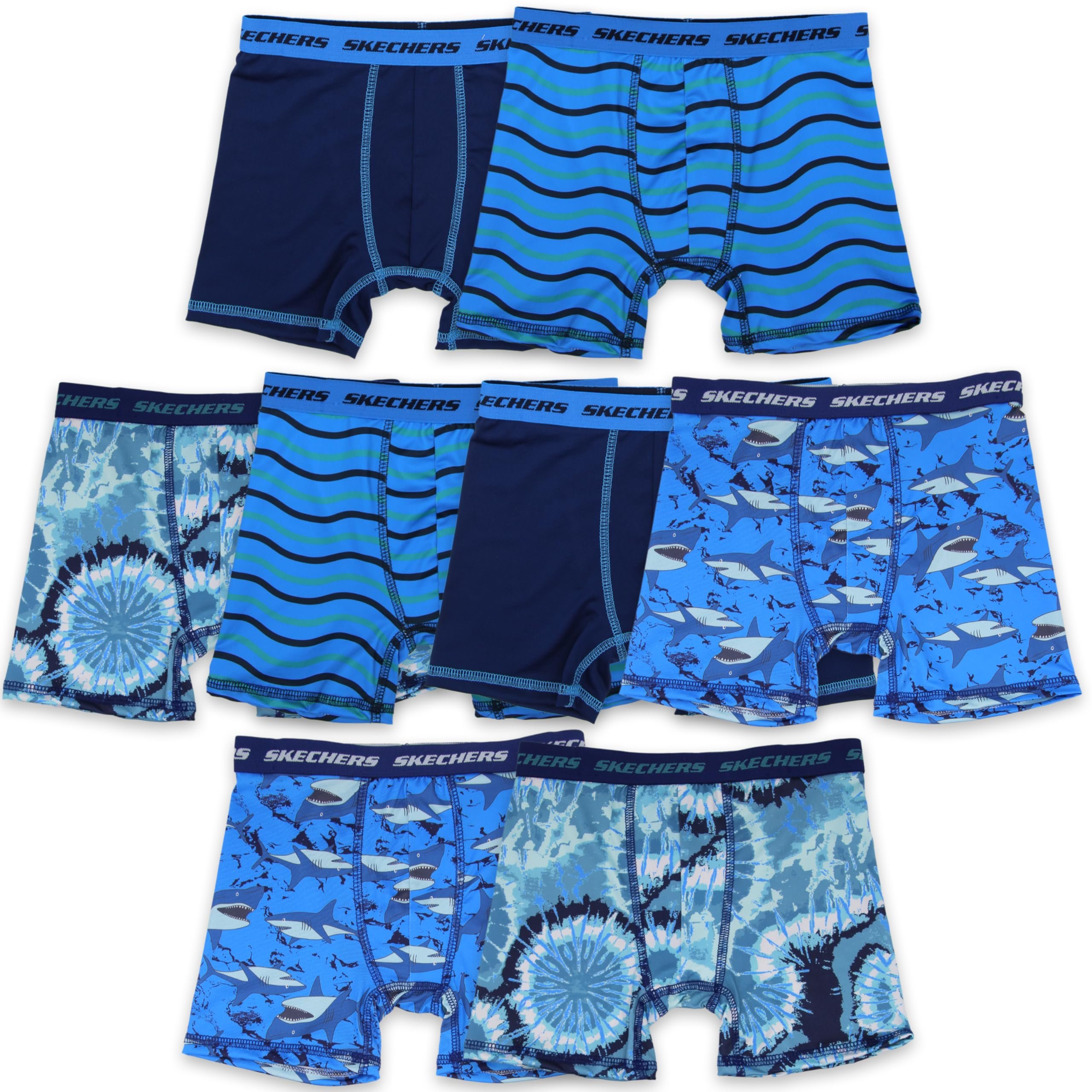 Skechers Boys' Exclusive 8pk Athletic Boxer Briefs with Unique Prints in...