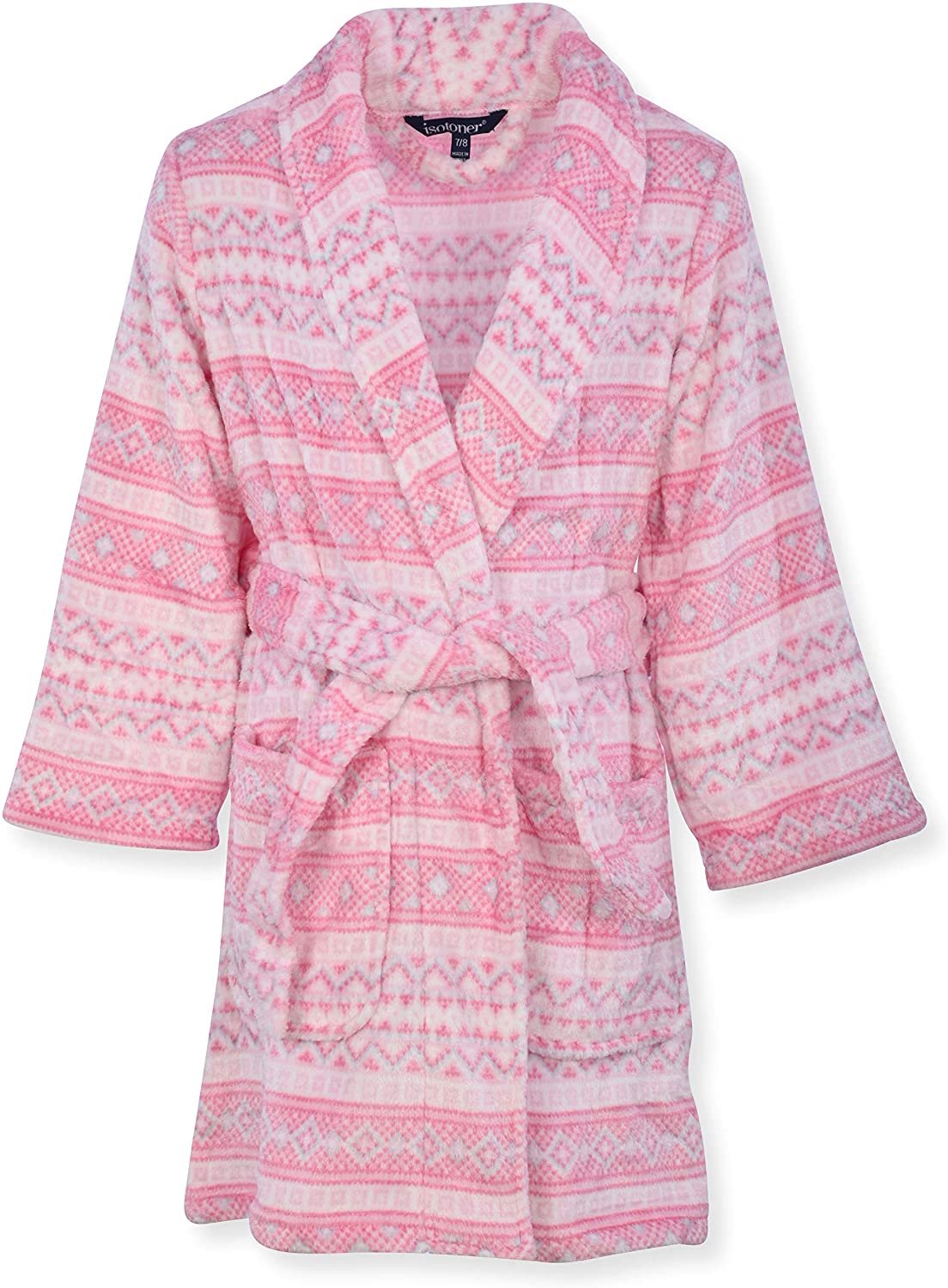 Isotoner Girls Plush Robe - Toddler Little Big Girl Unicorns Pink Comfortable - Picture 7 of 9