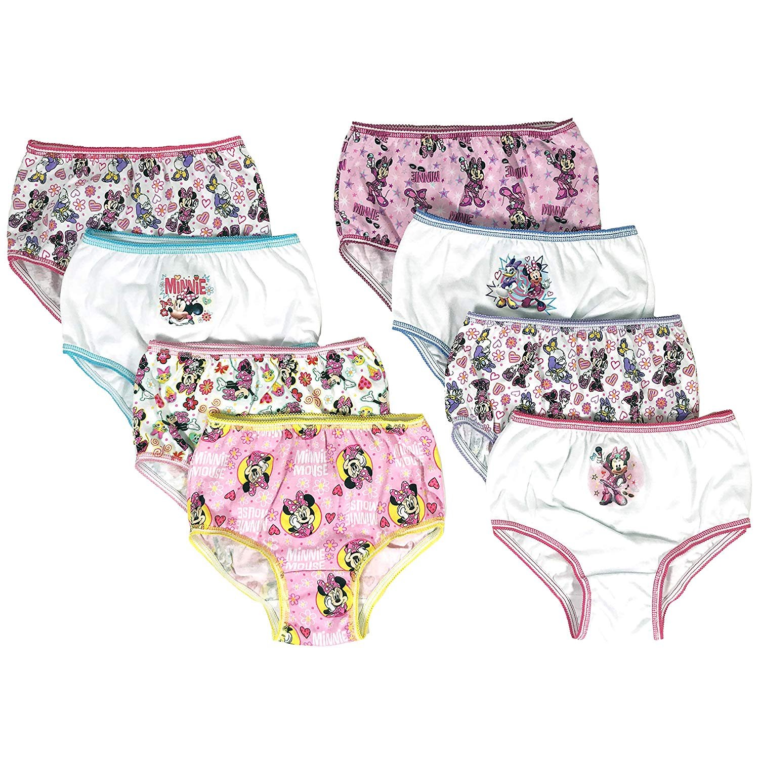 Minnie Mouse Girls Panties 8-Pack Sizes 2T/3T, 4T, 4, 6, 8