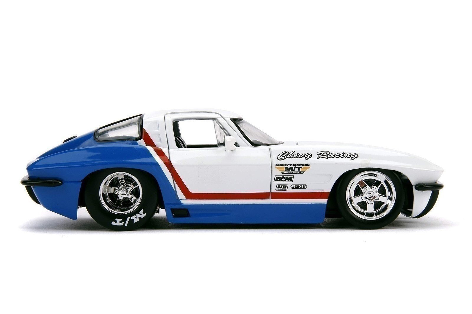 Jada 1963 Chevrolet Corvette Stingray White and Blue with Red Stripe Chevy... - Picture 2 of 6