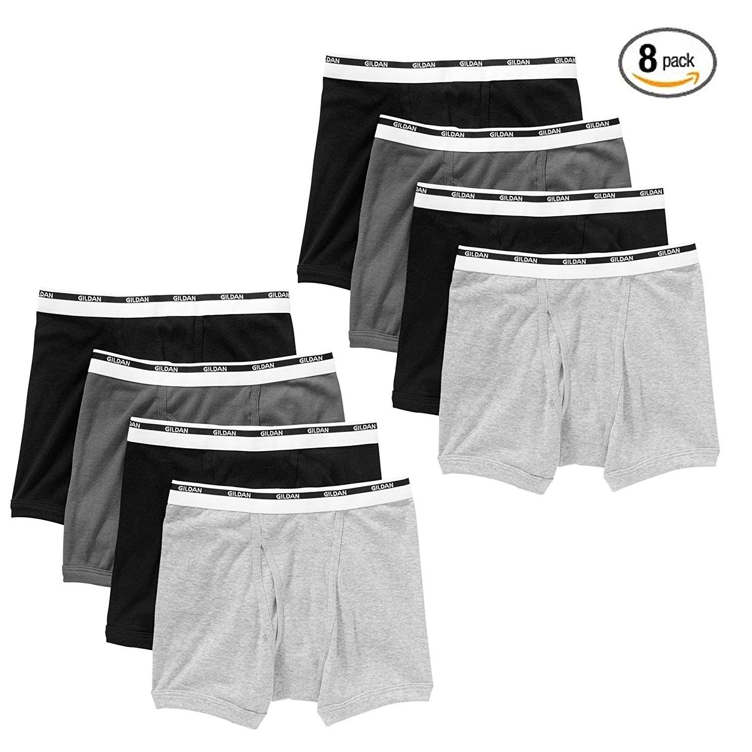 Gildan Men's Boxer Briefs Premium Cotton Underwear 8-Pack White or ...